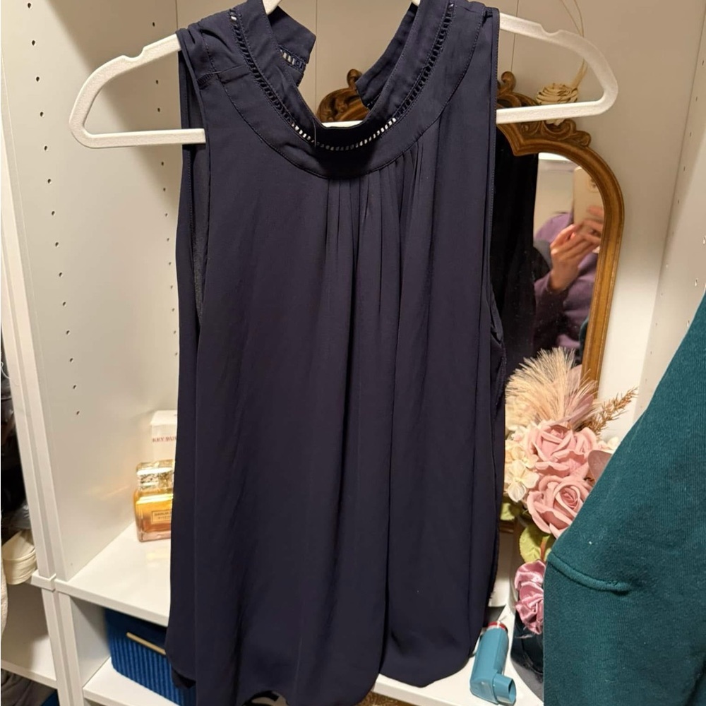 Navy Sleeveless Blouse